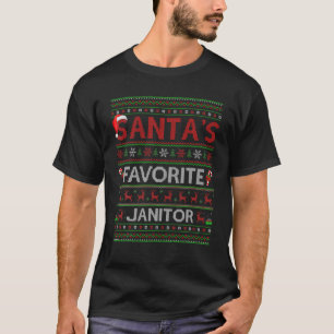 Ugly Xmas Lighting Santa's Favourite Janitor Chris T-Shirt