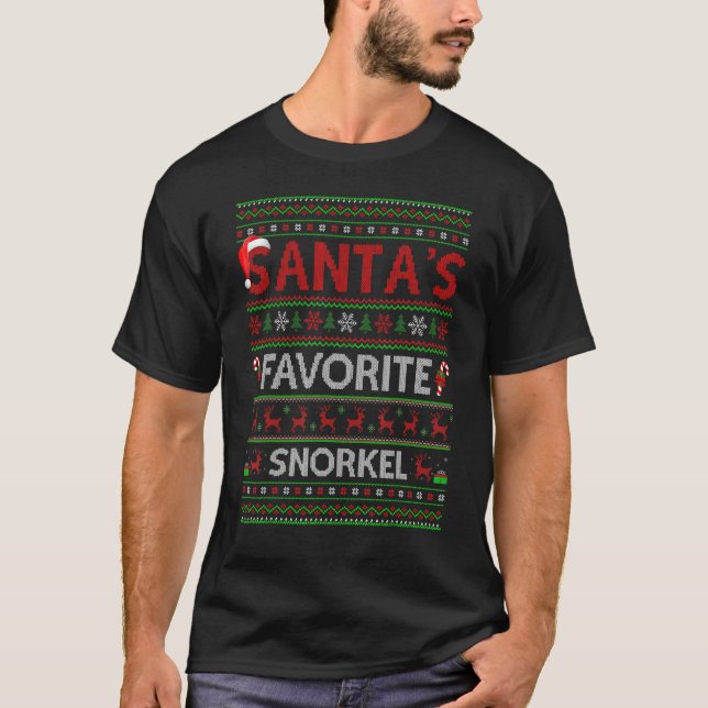 Ugly Xmas Lighting Santa's Favourite Snorkel Chris T-Shirt (Front)