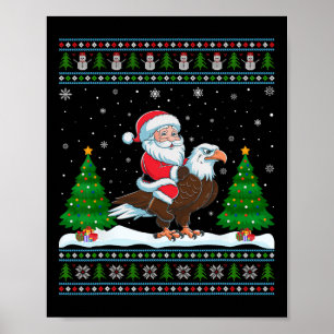 Ugly Xmas Lighting Tree Santa Riding Eagle Christm Poster