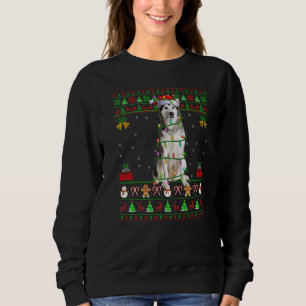 Ugly Xmas Lights Santa Alaskan Malamute Dog Christ Sweatshirt