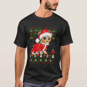 Ugly Xmas Lights Santa Costume Bobcat Christmas T-Shirt