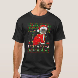 Ugly Xmas Lights Santa Costume Siamese Cat Christm T-Shirt