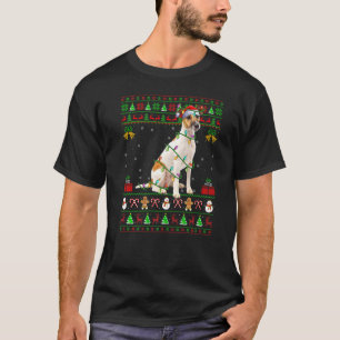Ugly Xmas Lights Santa Fox Terrier Dog Christmas T-Shirt