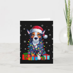 Ugly Xmas Lights Santa Hat Australian Cattle Dog C Card