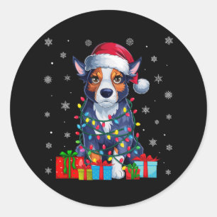 Ugly Xmas Lights Santa Hat Australian Cattle Dog C Classic Round Sticker