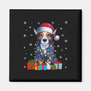 Ugly Xmas Lights Santa Hat Australian Cattle Dog C Magnet