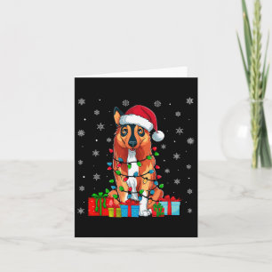 Ugly Xmas Lights Santa Hat Norwegian Elkhound Dog Card