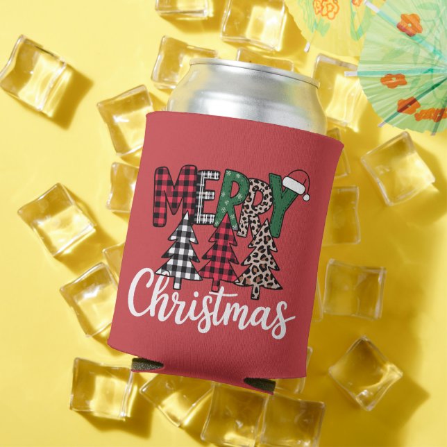 Ugly Xmas Merry and Bright Christmas Tree Santa  Can Cooler (In Situ Summer)