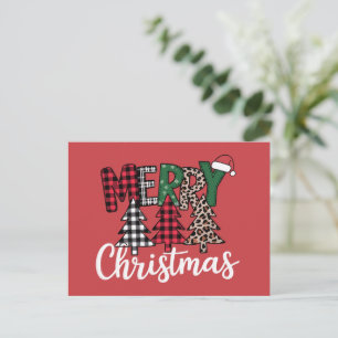 Ugly Xmas Merry and Bright Christmas Tree Santa Holiday Postcard