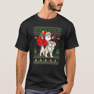 Ugly Xmas Santa Riding Great Pyrenees Dog Christma T-Shirt