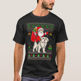 Ugly Xmas Santa Riding Great Pyrenees Dog Christma T-Shirt