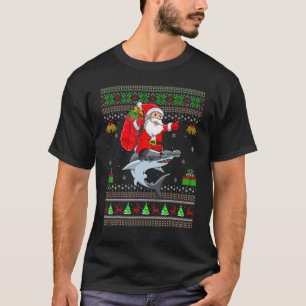 Ugly Xmas Santa Riding Hammerhead Shark Fish Chris T-Shirt