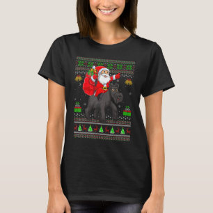 Ugly Xmas Santa Riding Schnauzer Dog Christmas T-Shirt