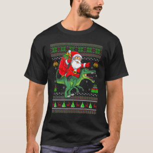 Ugly Xmas Santa Riding Spinosaurus Dinosaur Christ T-Shirt