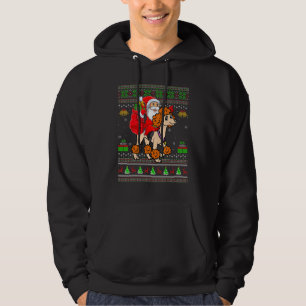 Ugly Xmas Santa Riding Standard Poodle Dog Christm Hoodie