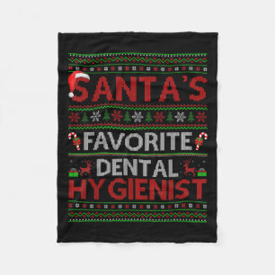 Ugly Xmas Santa's Favorite Dental Hygienist Christ Fleece Blanket