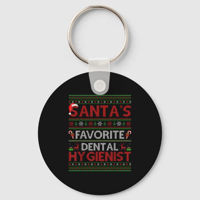 Ugly Xmas Santa's Favourite Dental Hygienist Chris Key Ring (Front)