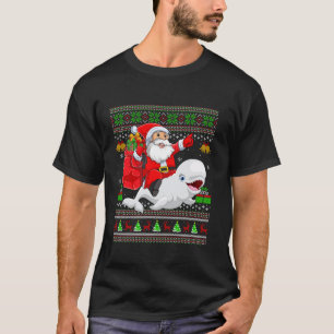 Ugly Xmas Sweater Funny Santa Riding Beluga Whale 
