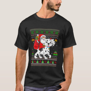 Ugly Xmas Sweater Funny Santa Riding Dalmatian Dog