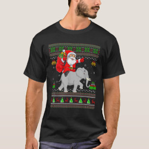 Ugly Xmas Sweater Funny Santa Riding Elephant Chri