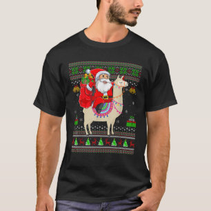 Ugly Xmas Sweater Funny Santa Riding Llama Christm