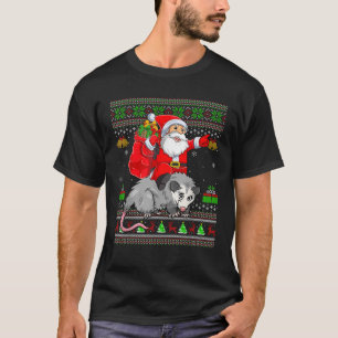 Ugly Xmas Sweater Funny Santa Riding Opossum Chris