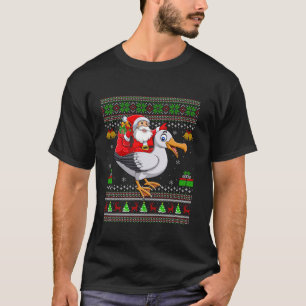 Ugly Xmas Sweater Funny Santa Riding Seagull Bird