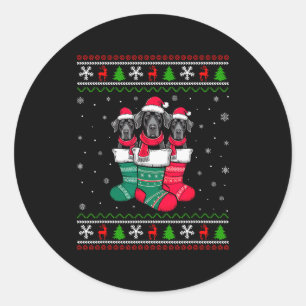 Ugly Xmas Sweater Great Dane Dog In Christmas Sock Classic Round Sticker