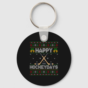 Ugly Xmas Sweater Happy Hockeydays Ice Hockey Chri Key Ring
