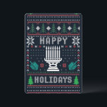 Ugly Xmas Sweater Happy Holidays Dreidels Invitation<br><div class="desc">A clever twist on the Ugly Christmas Sweater:  traditional red,  green,  white colours,  a menorah and blue-green Dreidels. Contact designer for special requests. © Copyright 2021 P.D.,  Holiday Patterns And Paintings.  All rights reserved.</div>