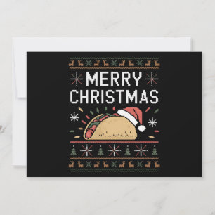 Ugly Xmas Sweater Lights Santa Taco Christmas Holiday Card