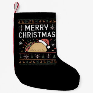Ugly Xmas Sweater Lights Santa Taco Christmas Small Christmas Stocking