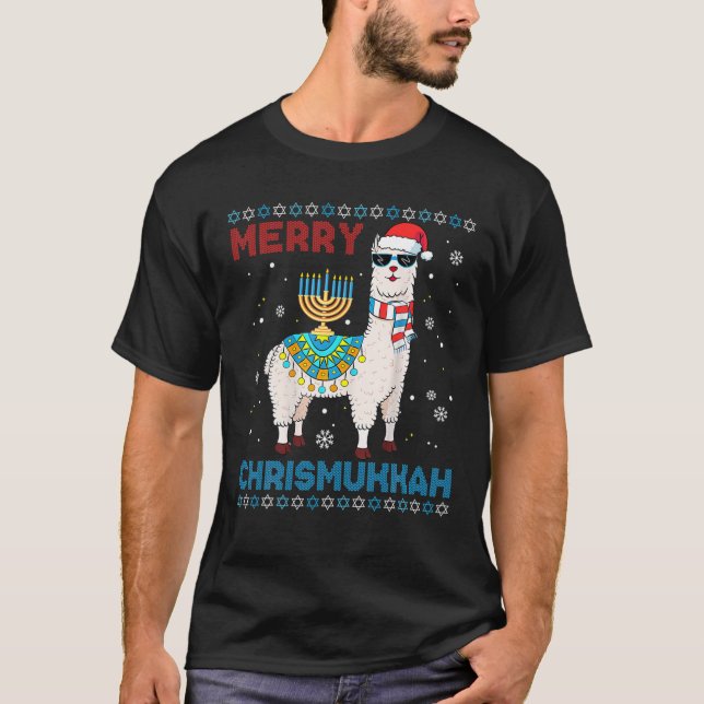 Ugly Xmas Sweater Merry Chrismukkah Cute Llama In (Front)