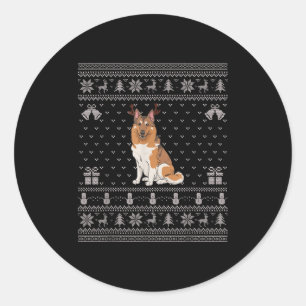 Ugly Xmas Sweater Norwegian Elkhound Dog Reindeer  Classic Round Sticker