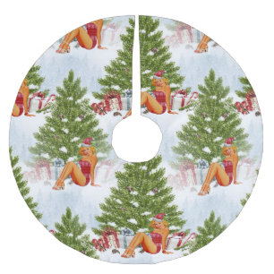 ugly xmas sweater pin up brushed polyester tree skirt