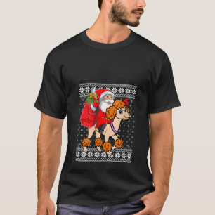 Ugly Xmas Sweater Santa Riding Standard Poodle Dog
