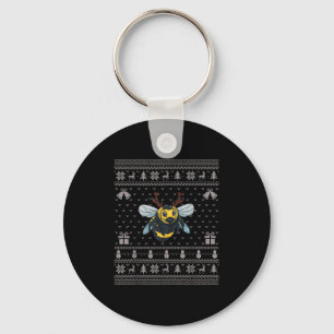 Ugly Xmas Sweater Style Bumble Bee Reindeer Christ Key Ring