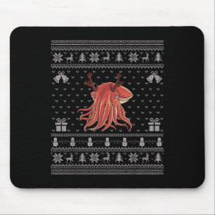Ugly Xmas Sweater Style Cuttlefish Reindeer Christ Mouse Mat