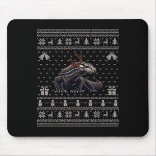 Ugly Xmas Sweater Style Komodo Dragon Reindeer Chr Mouse Mat