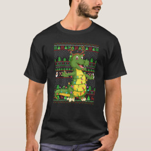 Ugly Xmas Sweater Style Lighting Alligator Christm