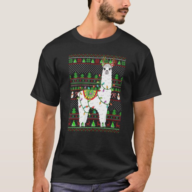 Ugly Xmas Sweater Style Lighting Alpaca Christmas  (Front)