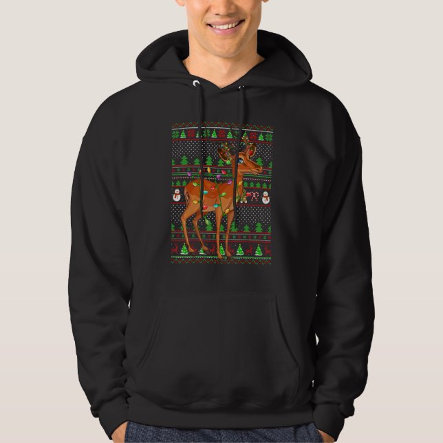 Ugly Xmas Sweater Style Lighting Antelope Christma (Front)