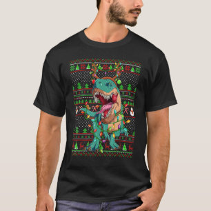 Ugly Xmas Sweater Style Lighting Dinosaur Christma