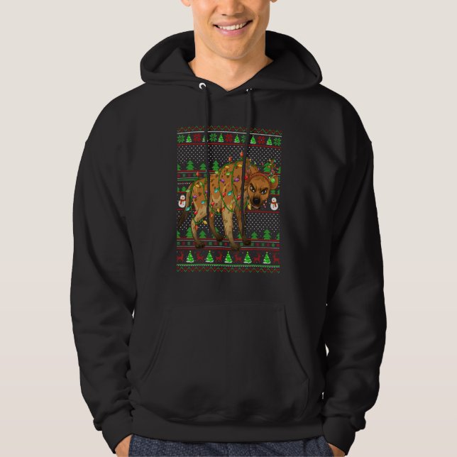Ugly Xmas Sweater Style Lighting Hyena Christmas (Front)