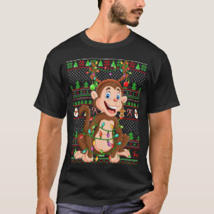 Ugly Xmas Sweater Style Lighting Monkey Christmas