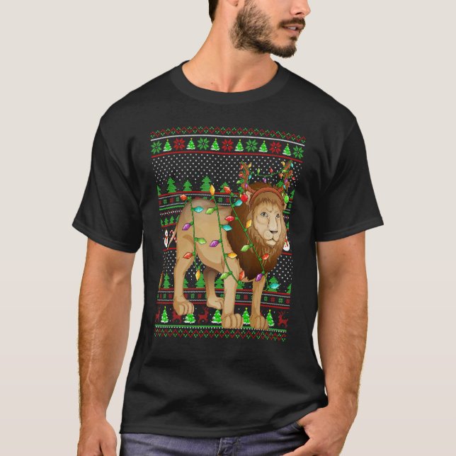 Ugly Xmas Sweater Style Lighting Mountain Lion Chr (Front)