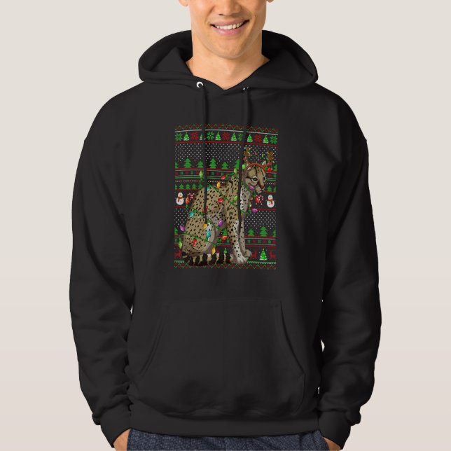 Ugly Xmas Sweater Style Lighting Ocelot Christmas (Front)