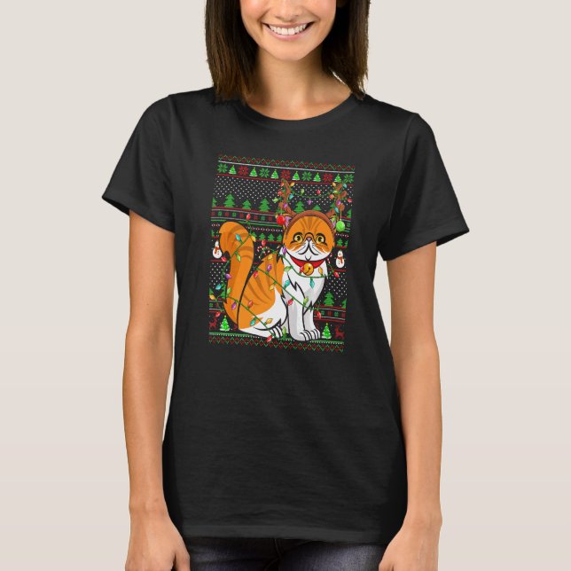 Ugly Xmas Sweater Style Lighting Persian Cat Chris (Front)