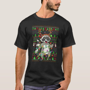 Ugly Xmas Sweater Style Lighting Raccoon Christmas