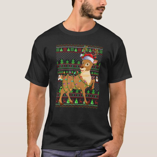Ugly Xmas Sweater Style Lighting Reindeer Christma (Front)